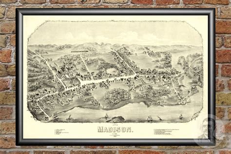 Vintage Madison Map 1881 Old Madison Connecticut Map | Etsy