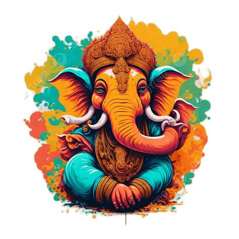 Lord Ganesha Hindu God Vector Colorful Illustration Painting, Lord Ganesha, Ganesh Ji, Painting ...