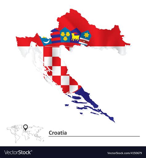 Map of croatia with flag Royalty Free Vector Image