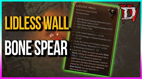 [ Diablo 4 SEASON 1 ] BONE SPEAR LIDLESS WALL có sử dụng được? - YouTube