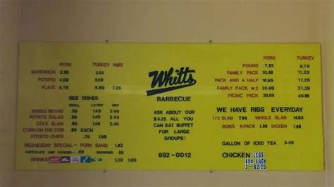 WHITT'S BARBECUE, Murfreesboro - 2898 S Church St - Menu, Prices ...