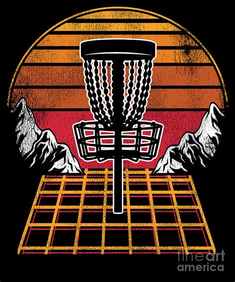 Disc Golf Basket 80s Vintage Retrowave Sunset Digital Art by Lisa Stronzi