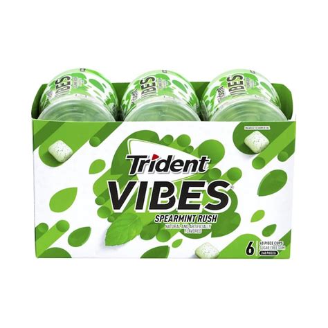 Trident Vibes Spearmint Sugar-Free Gum, 40 Pieces, 6 Pack - Refreshing Spearmint Flavor, 35% ...