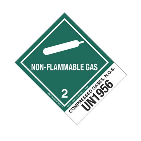 Hazmat Shipping Labels - Compressed Gases, N.O.S. UN1956 Non Flam. Gas 4x5