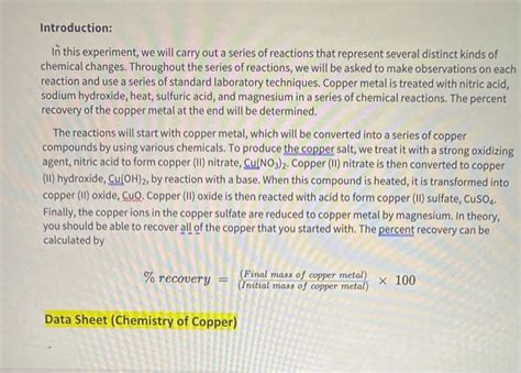 Solved Lab Report Experiment 5: Chemistry of Copper | Chegg.com