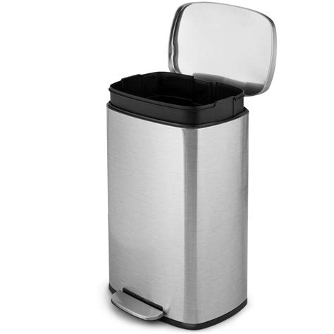 13-Gallon Modern Stainless Steel Kitchen Trash Can with Foot Step Pedal Design by Fast ...