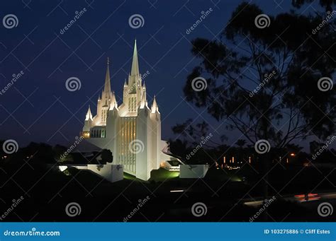 Mormon Temple in San Diego, California at Sunset Stock Photo - Image of ...