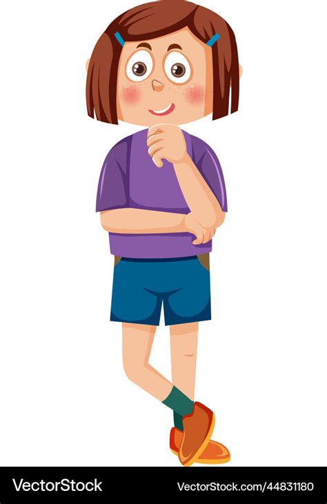 A girl thinking pose cartoon character Royalty Free Vector