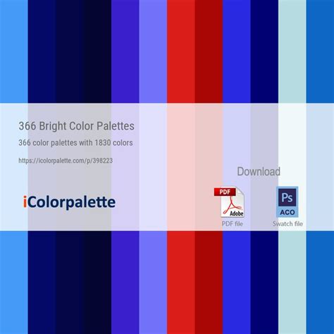 366 Bright Color Palettes. 366 color palettes with 1830 colors. You can download this color ...