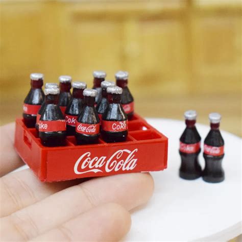 1 Dozen 12pcs Mini Coke Drinks 1/12 Dollhouse Miniature Food Doll Drinks Bottle Set Play Kitchen ...