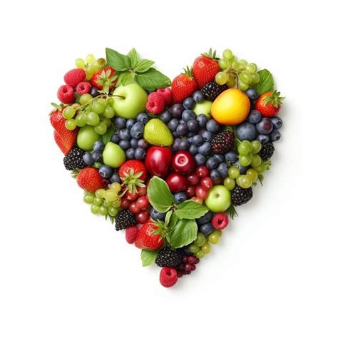 Premium AI Image | a heart shaped arrangement of fruit on a white ...