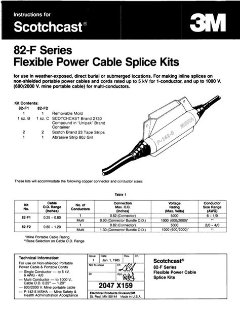 3M Scotchcast Flexible & Trailing Power Cable Splice Kits 82-F - Inst…