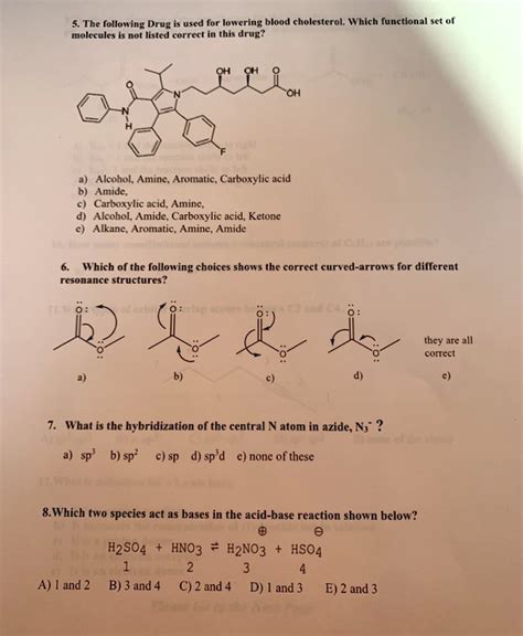 SOLVED: The following Drup uacd lowering blood cholesterol: Which functional molcculer not ...