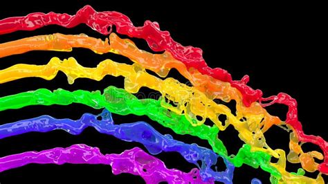 Color Lgbtq Liquid Rainbow Wave Flow on Black 3d Stock Illustration ...