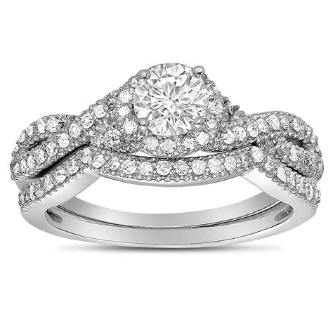 2 Carat Round Diamond Infinity Wedding Ring Set in White Gold for Her ...