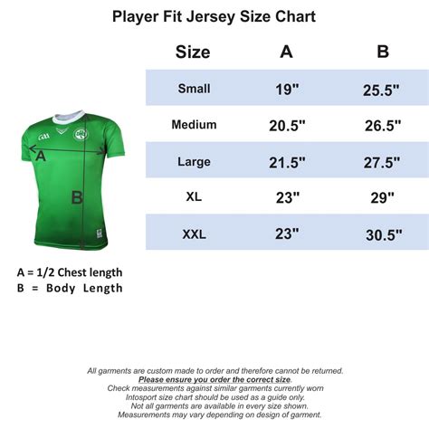 Jersey Sizing