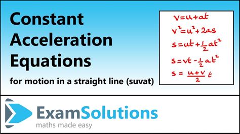 Equations for Constant Acceleration (suvat) | ExamSolutions - YouTube