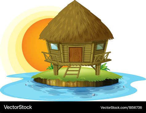 A nipa hut in an island Royalty Free Vector Image