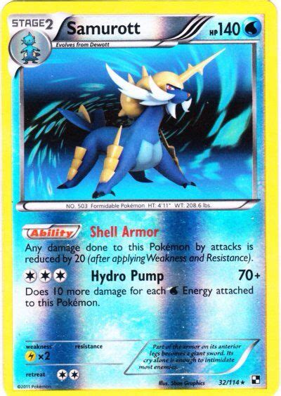 Samurott Black White | Cool pokemon cards, Rare pokemon cards, Pokemon ...