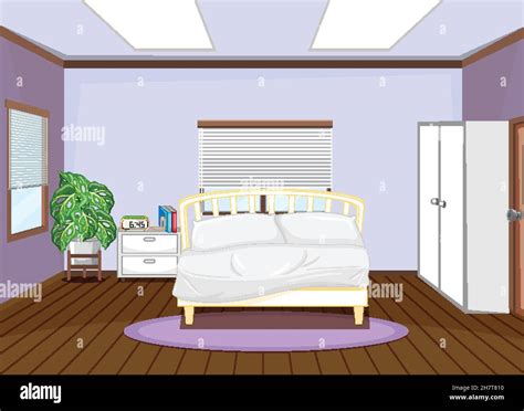 Empty bedroom interior design with furnitures illustration Stock Vector ...