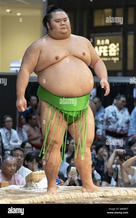 Tokyo, Japan. 25th Aug, 2019. A sumo wrestler Chiyomaru Kazuki participates in a special Grand ...