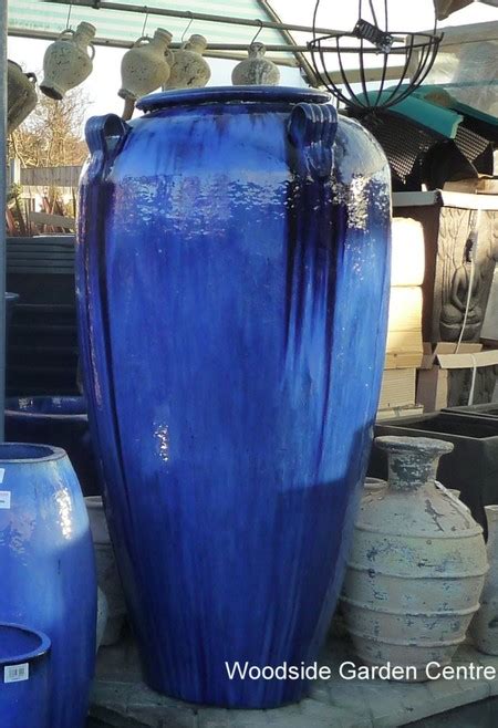 Extra Large Glazed Tall Blue Temple Jar Vase | Woodside Garden Centre | Pots to Inspire