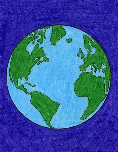 Easy How to Draw the Earth Tutorial and Earth Coloring Page | Space drawings, Earth drawings ...