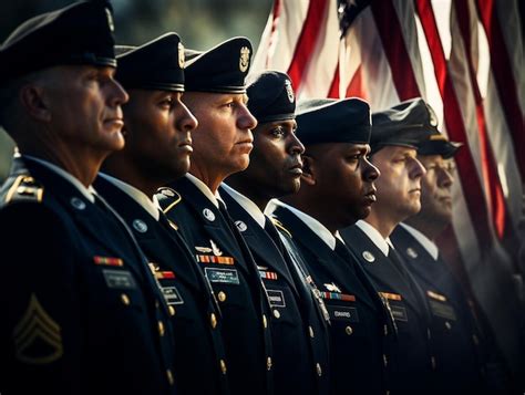 Premium AI Image | A Group of Veterans saluting the American flag on ...