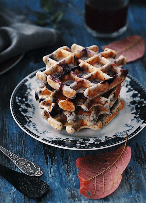 hello autumn. we made these poppy seed blueberry waffles, what would you top them with? follow ...