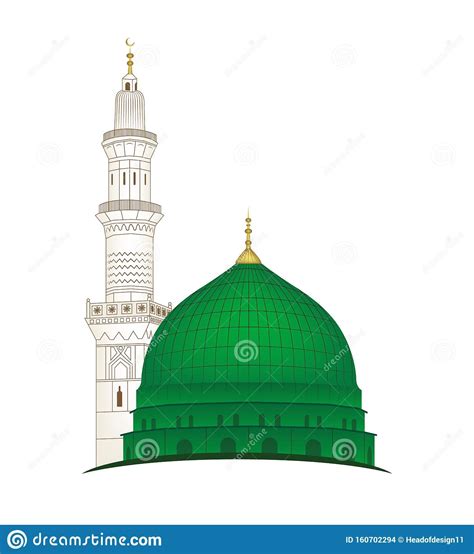 Masjid Nabawi Madina Tun Nabi In Grey Background Stock Vector ...