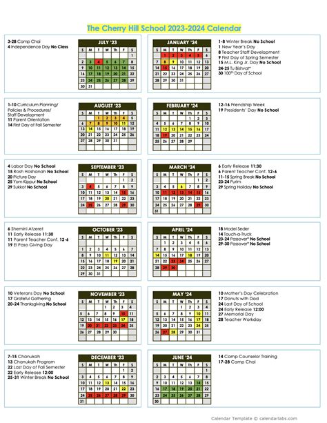 School Calendar – The Cherry Hill School