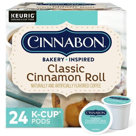 Cinnabon Classic Cinnamon Roll Flavored K-Cup Coffee Pods, Light Roast, 24 Count for Keurig ...