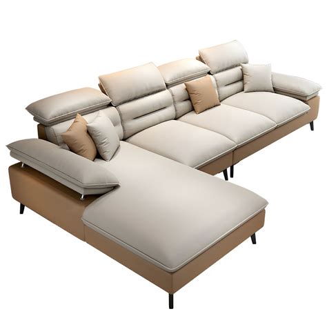 Modern L-Shape Sofa Chaise in Tech Cloth with Stationary Design and 3 ...