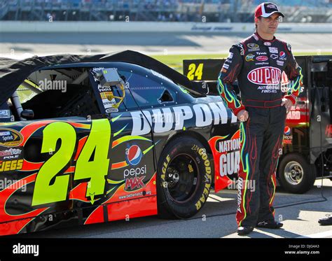 Jeff Gordon standing beside his car before qualifying for the NASCAR ...