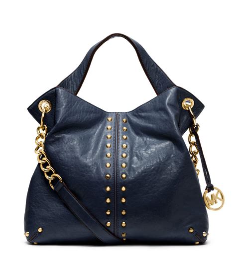 Michael Kors Astor Leather Shoulder Bag in Blue - Lyst