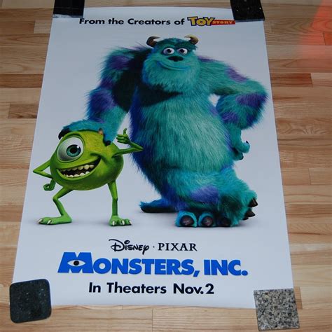 Original MONSTERS INC Advance 2001 Movie Poster Pixar, Rolled, Double ...