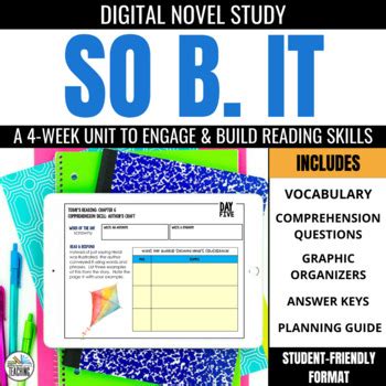 So B. It Novel Study: Digital Comprehension Questions & Activities