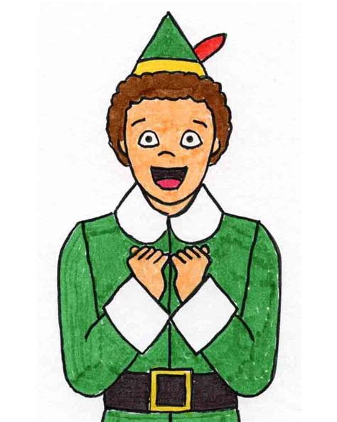 How to Draw Buddy The Elf Tutorial and Buddy Coloring Page