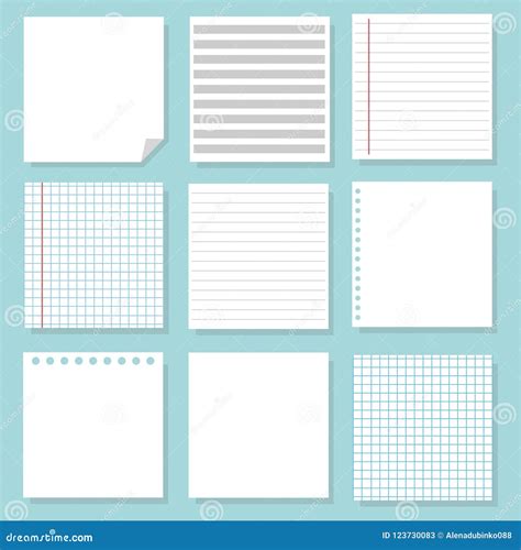 Set of Different Notebook Paper. Set of White Paper Stock Vector ...