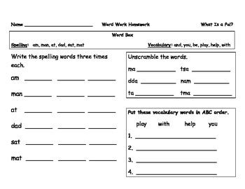 Journeys What is a Pal Word Work homework by Kathy Wright | TpT