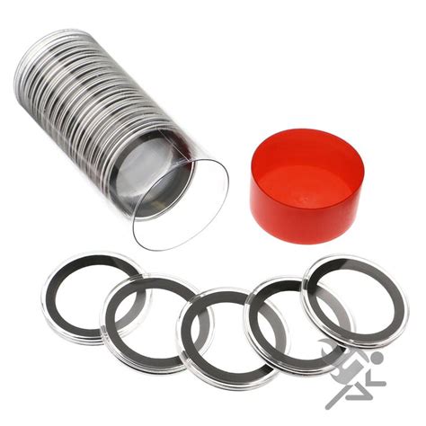 Coin Holder Tube & 20 Air-Tite 38mm Coin Capsules for 1oz Silver Dollars | Black rings, Silver ...