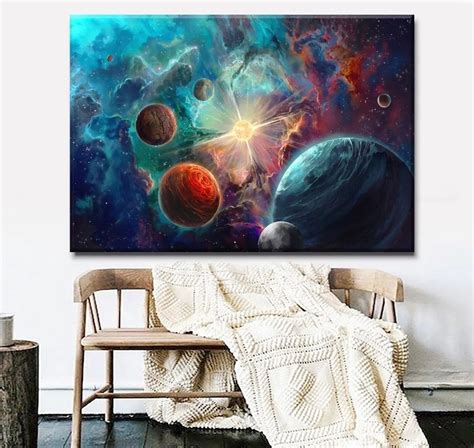 Space Wall Art, Space Painting, Milky Way Canvas Art, Split Canvas, Large Canvas Set, Multi ...