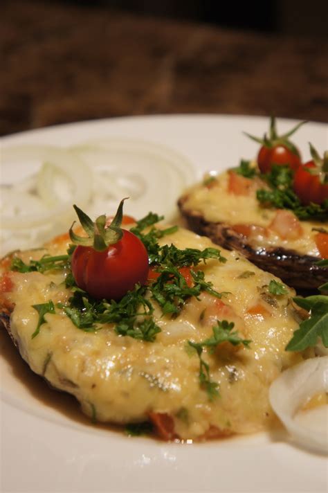 Say My Kitchen: Grilled Stuffed Portobello with Fresh Tomatoes, Herbs and Mozzarella Cheese