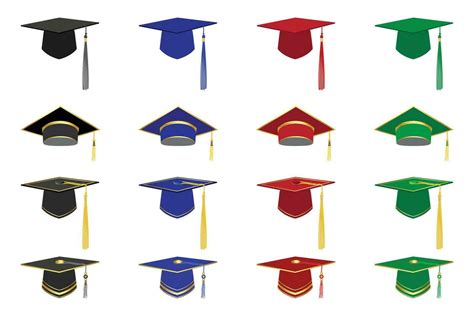 Set of different colored Graduation hat illustration 27338598 Vector ...