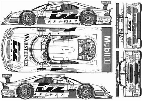 Mercedes-Benz CLK GTR Blueprint - Download free blueprint for 3D modeling