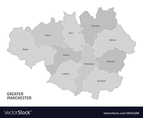 Greater manchester administrative map Royalty Free Vector