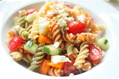 Greek Pasta Salad with Feta Cheese - Heidi's Home Cooking