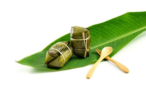 Thai Traditional Sticky Rice Dessert in Banana Leaf Packaging. Stock Image - Image of dessert ...