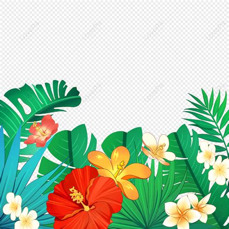 Flower Border, Hawaiian Pattern, Flower Border, Plant Free PNG And Clipart Image For Free ...