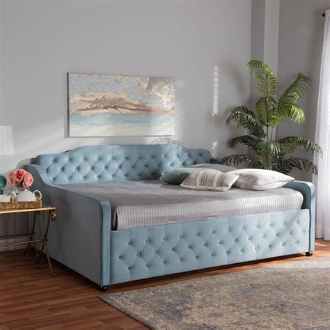 Baxton Studio Freda Transitional and Contemporary Light Blue Velvet ...